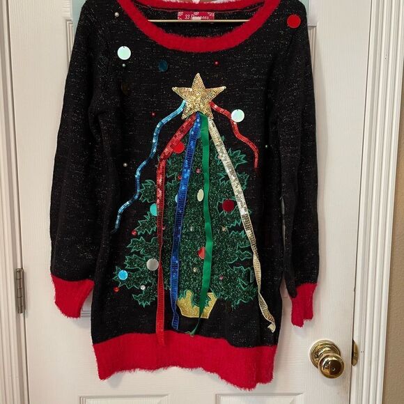 33 Degrees Holiday Christmas Christmas Tree Sweater S - Picture 2 of 9